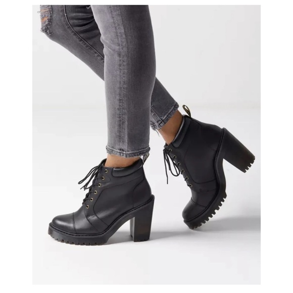 Martens Averil Leather Heeled Ankle Boot Women's Size Black